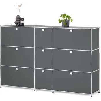 Komoda 655970 - Tchibo - Komoda CN3 s 9 výklopnými dvířky - barva: šedá