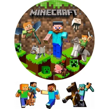 Jedlá dekorace na dort Minecraft č.2 jedlý papír - Bez úprav / Jedlý papír / Bez decor gelu