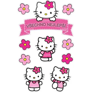 Jedlá dekorace na dort Hello Kitty 6 - jedlý papír - Bez úprav / Jedlý papír / Bez decor gelu