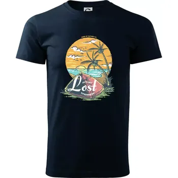 Pánské tričko Beach camping get lost somewhere - Triko extra velké (5-8XL) - 6XL ( Námořní modrá (velmi tmavá - téměř černá) )