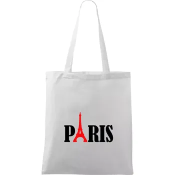 Nákupní taška Paris nápis Eiffelova věž - Taška bavlněná - 42 x 38 cm ( Bílá )
