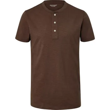 677994 - Tchibo - Tričko henley s krátkým rukávem - pro muže - vel. S 44/46 - barva: hnědá
