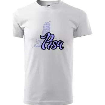 Pánské tričko Pisa Lettering - Triko extra velké (5-8XL) - 8XL ( Bílá )