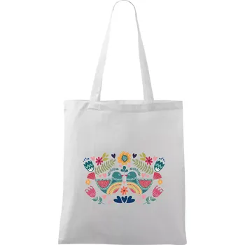 Folklor - dva barevní ptáčci - Taška bavlněná - 42 x 38 cm ( Bílá )