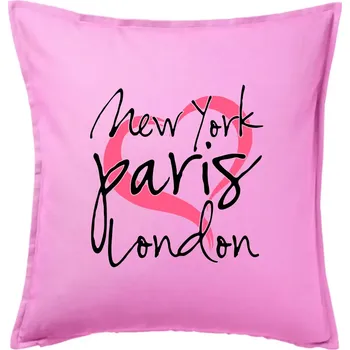 Polštář I love NYC Paris London - Polštář 50x50 - 50x50 - Pouze potah ( Růžová )