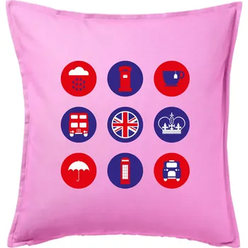Polštář Anglie symboly v kruzích - Polštář 50x50 - 50x50 - Pouze potah ( Růžová )