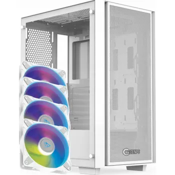 PC skříň Skříň Zenpc ZENPC Z1 Mesh Glass White 4x P12 PWM PST ARGB počítačová skříň