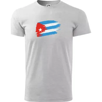 Pánské tričko Kuba vlajka - Triko extra velké (5-8XL) - 8XL ( Světlešedý Melír )