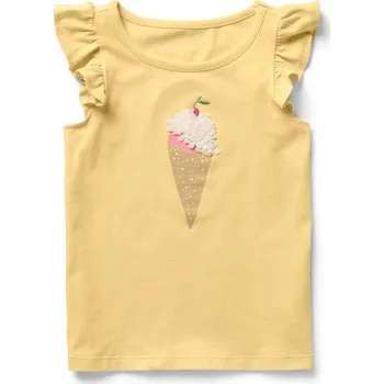 Dívčí tričko 698010 - Tchibo - Dětské triko s volánkovými rukávy - pro dívky - vel. 98/104 - barva: žlutá