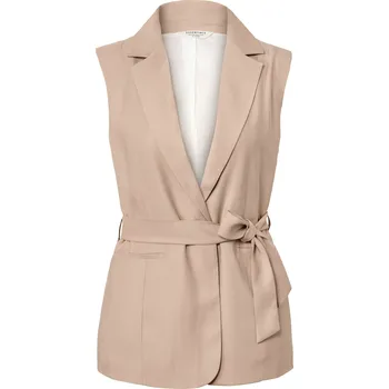 Dámská vesta 662327 - Tchibo - Vesta s páskem na zavazování - pro ženy - vel. 46 - barva: béžová