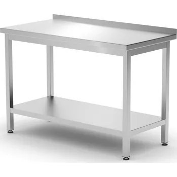 Dílenský stůl Nástěnný stůl s policí – přišroubovaný, hloubka 600 mm, HENDI, Profi Line, 1200x600x(H)850mm