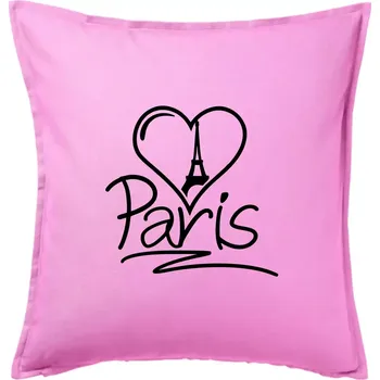 Polštář Srdce Paris - Polštář 50x50 - 50x50 - Pouze potah ( Růžová )