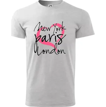 I love NYC Paris London - Triko extra velké (5-8XL) - 7XL ( Světlešedý Melír )