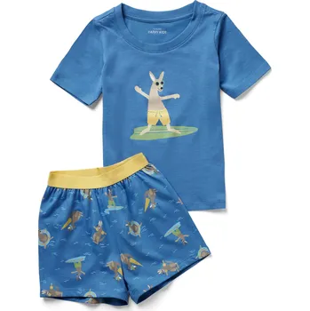 Dámské pyžamo 698072 - Tchibo - Dětské krátké pyžamo - pro ženy - vel. 98/104 - barva: modrá/s potiskem