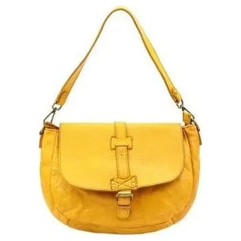 Kabelka Žlutá Kožená Kabelka VS 005 Střední Přes Rameno s Odnímatelným Popruhem