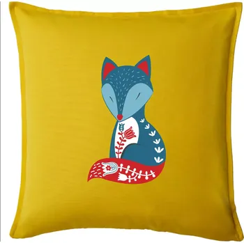 Polštář Folklor - liška samostatná - Polštář 50x50 - 50x50 - Pouze potah ( Žlutá )