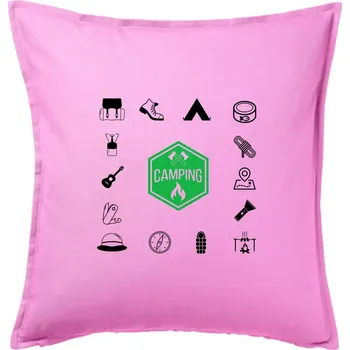 Polštář Kempování symboly - Polštář 50x50 - 50x50 - Pouze potah ( Růžová )