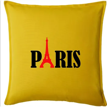 Polštář Paris nápis Eiffelova věž - Polštář 50x50 - 50x50 - Pouze potah ( Žlutá )