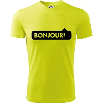 Chlapecké tričko Nápis Bonjour - Dětské triko sportovní (dresovina) - 146 cm/10 let ( Neonově žlutá )