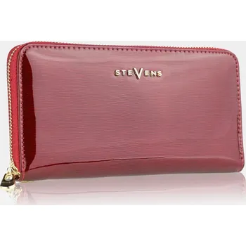 Peněženka Dámská kožená peněženka s laclem STEVENS RFID Červená Sparkle