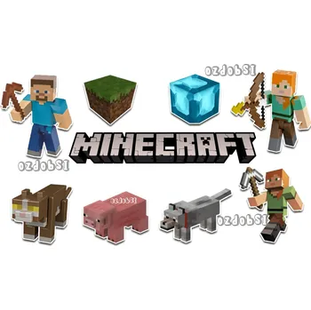 Jedlá dekorace na dort Minecraft č.13 jedlý papír - Bez úprav / Jedlý papír / Bez decor gelu