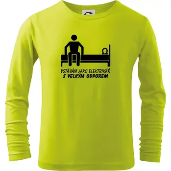 Chlapecké tričko Vstávám jako elektrikář s velkým odporem - Triko dětské Long Sleeve - 104-110cm / 3-4 roky ( Limetková )