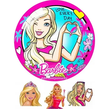Jedlá dekorace na dort Barbie č.5 jedlý papír - Bez úprav / Jedlý papír / Bez decor gelu