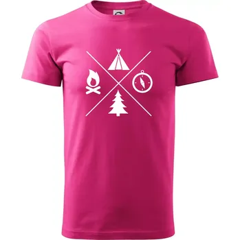 Pánská móda Kempování čtyřka - Klasické pánské triko vyšší gramáže - L ( Purpurová )