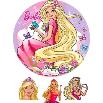 Jedlá dekorace na dort Barbie č.9 jedlý papír - Bez úprav / Jedlý papír / Bez decor gelu