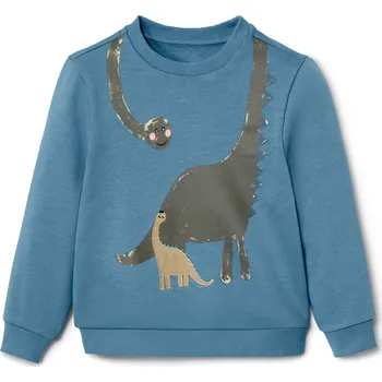 Dívčí mikina 686278 - Tchibo - Dětská mikina s aplikací dinosaura - pro ženy - vel. 98/104 - barva: modrá