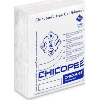 Utěrka Chicopee Microfibre Light 74737, jednorázová víceúčelová utěrka, bílá 34x40cm, 40ks v balení