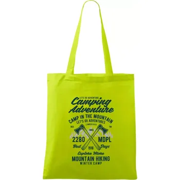 Nákupní taška Camping Adventure Mountain hiking - Taška bavlněná - 42 x 38 cm ( Limetková )