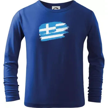 Chlapecké tričko Řecko vlajka - Triko dětské Long Sleeve - 122 cm/6 let ( Královská modrá )
