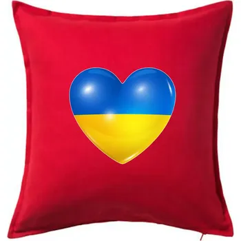Polštář Ukrajina srdce vlajka - Polštář 50x50 - 50x50 - Pouze potah ( Červená )