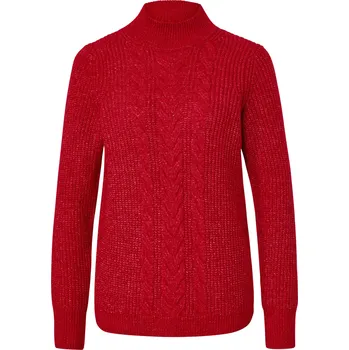 Dámský svetr 694315 - Tchibo - Svetr z hrubého úpletu s copánkovým vzorem - pro ženy - vel. XL 48/50 - barva: červená