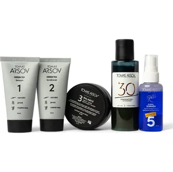 Kosmetická sada Tomas Arsov GREEN TEA Cestovní sada s olejem a ochrannou keratinovou mlhou