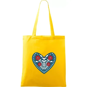 Folklor - srdce modré plné - Taška bavlněná - 42 x 38 cm ( Žlutá )