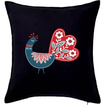 Polštář Folklor - páv modrý - Polštář 50x50 - 50x50 - Pouze potah ( Černá )