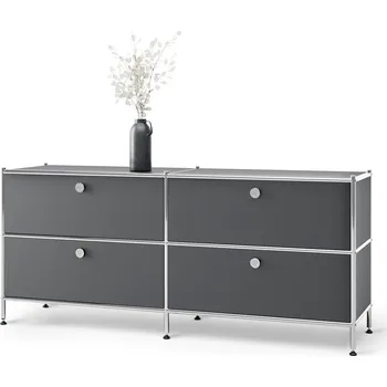 Koupelnový nábytek 683147 - Tchibo - Nízká kovová skříňka »Cn3« se 4 zásuvkami - barva: šedá