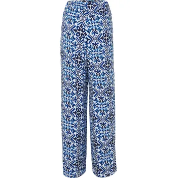 Dámské kalhoty 703710 - Tchibo - Kalhoty se širokými nohavicemi s potiskem - pro ženy - vel. XL 48/50 - barva: modrá/s potiskem