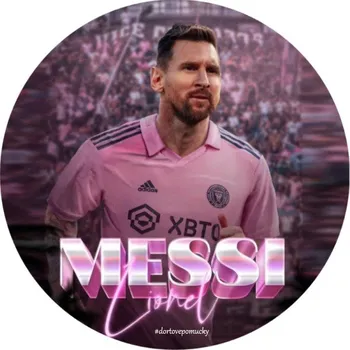 Jedlá dekorace na dort Messi Miami 4 - jedlý papír 20 cm - Bez úprav / Jedlý papír / Bez decor gelu