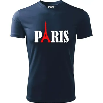 Paris nápis Eiffelova věž - Dětské triko sportovní (dresovina) - 134 cm/8 let ( Námořní modrá (velmi tmavá - téměř černá) )