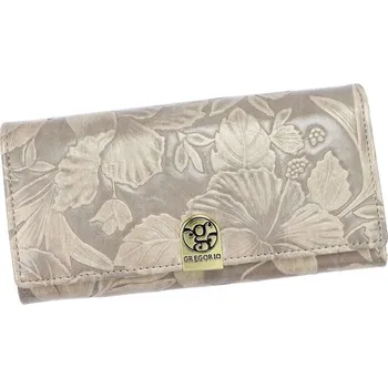 Peněženka Dámská peněženka Gregorio HL-100 z přírodní a ekologické kůže v béžové barvě s horizontálním designem a ozdobným zapínáním