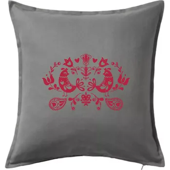 Polštář Folklor - dvě slepice - Polštář 50x50 - 50x50 - Pouze potah ( Tmavě šedý melír )