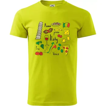 Itálie symboly - Klasické pánské triko vyšší gramáže - XS ( Limetková )