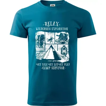 Relax wilderness exploration - Klasické pánské triko vyšší gramáže - M ( Petrolejová )
