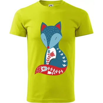 Folklor - liška samostatná - Klasické pánské triko vyšší gramáže - 4XL ( Limetková )