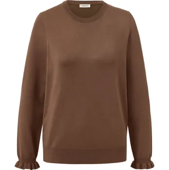 Dámský svetr 670856 - Tchibo - Svetr z jemného úpletu s volánkovými detaily - pro ženy - vel. XL 48/50 - barva: hnědá