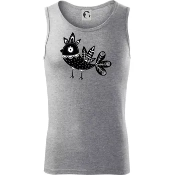 Ptáček černobílý folklór - Tílko pánské Core - XL ( Tmavě šedý melír )