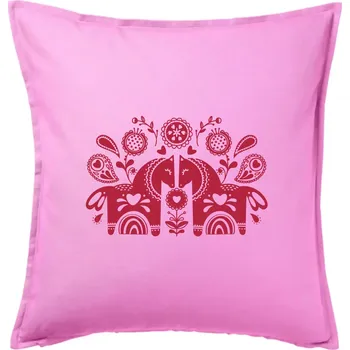 Polštář Folklor - dva koně - Polštář 50x50 - 50x50 - Pouze potah ( Růžová )